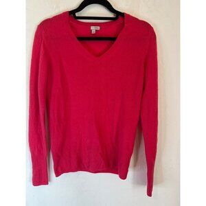 Halogen Size Small 100% Cashmere Hot Pink V Neck Long Sleeve